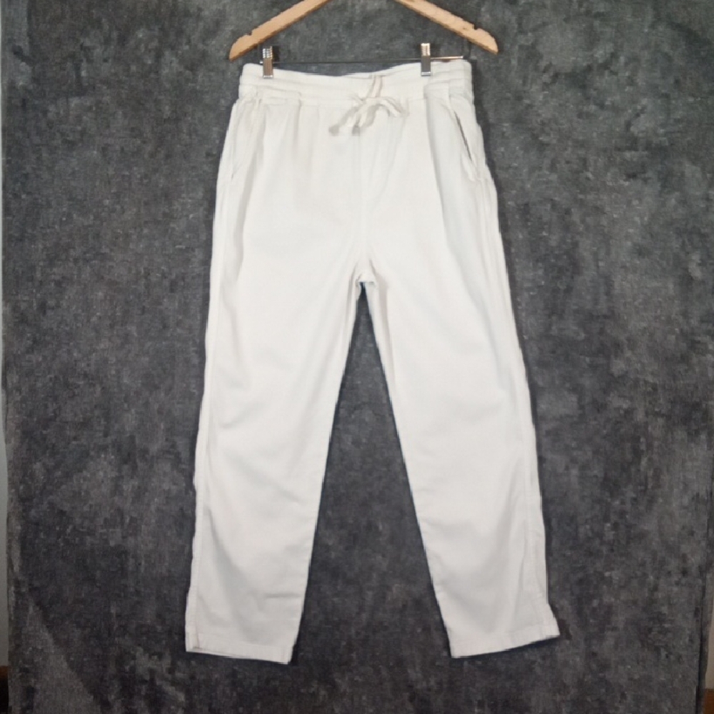 Faherty Essential Drawstrings Pants Whisper White Comfy Organic Cotton Sz M